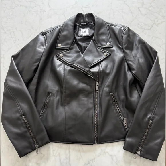 GAP Vegan-Leather Moto Jacket - Picture 2 of 8